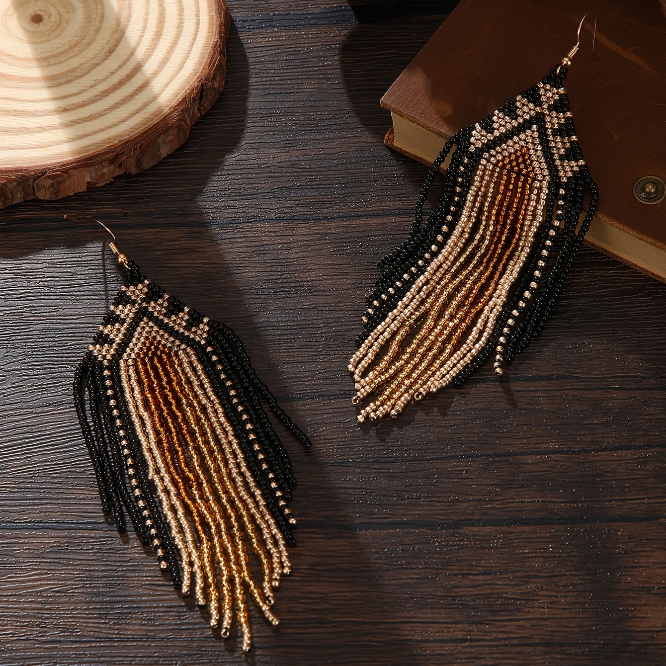 Women's Vintage Bohemian Hand-Woven Beaded Tassel Earrings